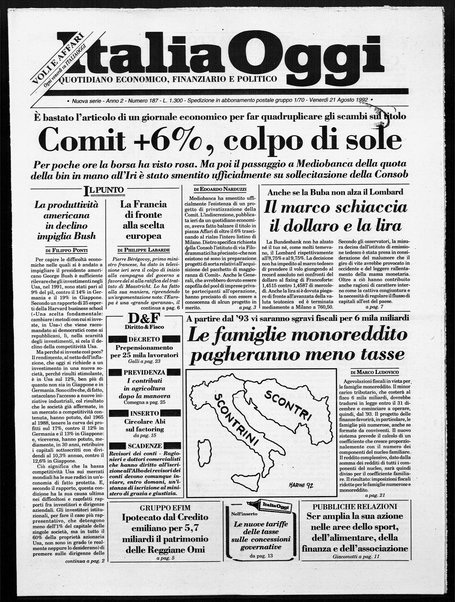 Italia oggi : quotidiano di economia finanza e politica